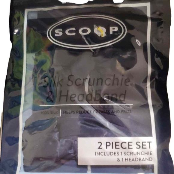 3\$20 Scoop Silk Scrunchie\Headband Set Gray & Dark Navy Blue No Frizz - Picture 3 of 4